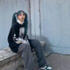 Black Harajuku Sweater - Animecore Aesthetic word1