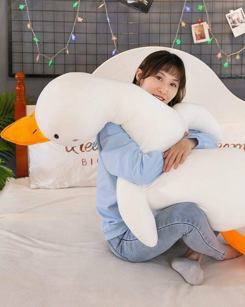 Waddles and Puddles Goose Plush toy, a large white plush goose with a long neck and a smiling face.