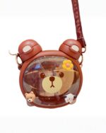 Kawaii bear straw bottle featuring a clear compartment and decorative details.