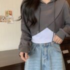 Irregular Hooded Top - Korean Aesthetic word3