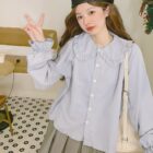 French Style Collar Shirt - Vintage Aesthetic word1