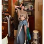 Gradient Cut Out Long Skirt - Y2K Aesthetic word3