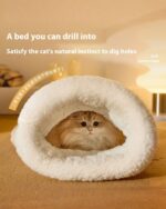 Fluffy Sleeping Bag - Pocket Cat Edition, a kawaii cat bed with a cat inside a cozy tunnel.