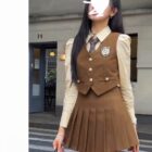 Korean Three-piece Suit - College Aesthetic word1