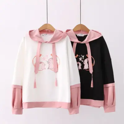 Sakura Bunny Hoodie - Harajuku Aesthetic