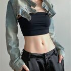 Loose Long Sleeve Denim Top - Y2K Aesthetic word3