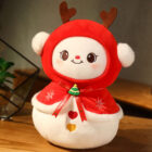 Kawaii Christmas plushie – a red and white reindeer character with a cute face and festive attire.