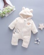 Cute bear baby romper, kawaii baby clothes for infants. Warm and soft winter wear.