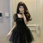 High Waist Black Dress - Aesthetic Vintage word2