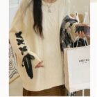 Bowed Loose Pullover - Korean Aesthetic word3