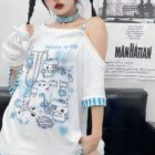 Blue Nurse Cat T-Shirt - Cutecore Aesthetic word3