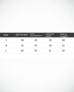 Korean knitted dress chart showing size measurements: skirt length, chest circumference, sleeve length & width.