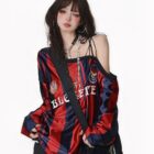 Off Shoulder Sport Sweatshirt - Coquette Aesthetic word2