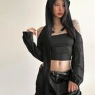 Hooded Cut Out Top - Gothic Aesthetic word1
