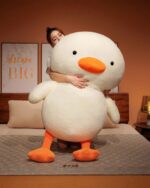 Large, kawaii duck plushie, Winston the Duck, soft and cuddly.