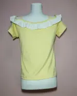 Yellow Sweet Bowed Crop Top - Yume Kawaii Aesthetic, off-the-shoulder design on mannequin.