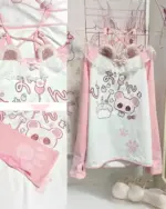 Pink Pastel Attack Shirt - Yume Kawaii Aesthetic, featuring cute animal graphics and lace details.