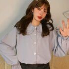 French Style Collar Shirt - Vintage Aesthetic word1