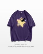 Purple Scaredy-cat t-shirt featuring a cute cartoon design.