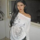 Korean Style Off Shoulder T-Shirt word2