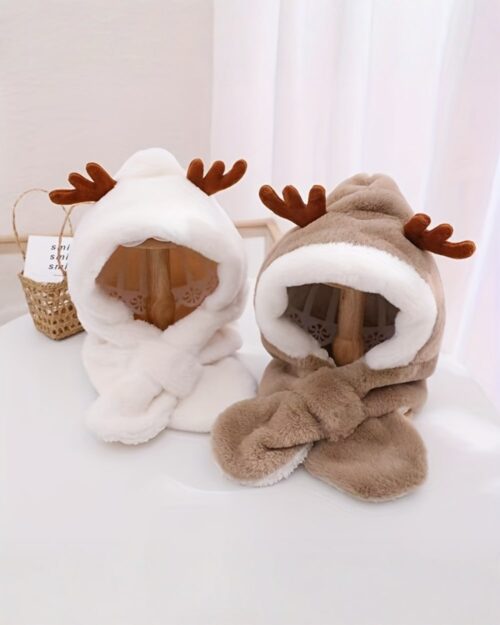 Cute and Fluffy Reindeer Winter Hat