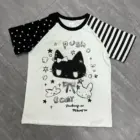 Cute black & white tee with goth punk aesthetic design: stars, stripes, cat, and 'Push Becky' text.