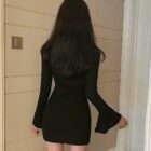 Slim-fit Flared Sleeves Dress - Gothic Aesthetic word2