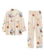Strawberry lamb kawaii pajamas set featuring a pastel patterned design.