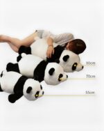 Set of kawaii panda plushies in various sizes, including 55cm, 70cm, and 90cm.