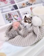 Korea Plush Little Fox Keychain, a cute plush fox with a key ring for decoration.