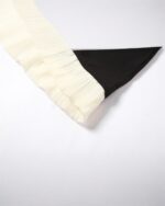 Detail of a korean aesthetic dress featuring a square collar and layered lace trim.