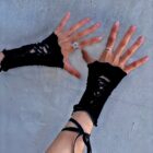 Laced Fishnet Gloves - Gothic Aesthetic word3