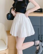 White summer japanese-style skirt with tiers and drawstring waist.