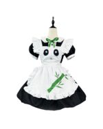 A panda maid costume featuring a white and black dress with panda ears and a frilly apron.