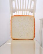 Toast Plush Pillow, a rectangular plush cat bed, resting on a table.