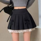 Pleated Black Skirt - Korean Aesthetic word3