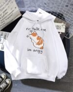 No talk me im angy hoodie, featuring an angry Shiba Inu graphic.