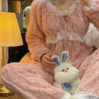 Flannel Lace Court Pajamas - Comfy Aesthetic word3