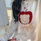 Apple Bear Sweater - Cottagecore Aesthetic word3