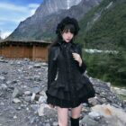 Black Laced Short Dress - Gothic Aesthetic word3