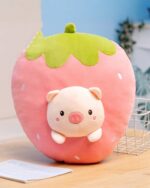 Cute strawberry kawaii food plushie featuring a pig face.