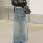 Long Denim Skirt - Y2K Aesthetic word1