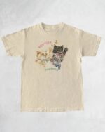 Cute Kitten Besties Forever T-Shirt featuring multiple playful cats in a light beige color.
