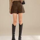 Vegan Leather High Waist Shorts - Vintage Aesthetic word1