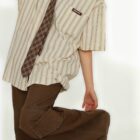 Vintage Striped Short Sleeve Shirt - Preppy Aesthetic word1