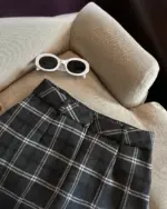 Black and white plaid mini skirt, a preppy aesthetic skirt.