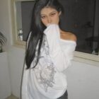 Korean Style Off Shoulder T-Shirt word2