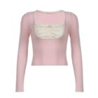 Square Collar Pink Pullover - Soft Girl Aesthetic word3