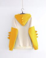 Yellow and white dinosaur hoodie with arm details, kawaii clothing style.