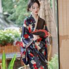 Satin-Fabric Light Kimono - Japanese Floral Design word3